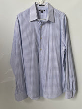 Load image into Gallery viewer, Express 1MX Mens White Striped Stretch Modern Fit Long Sleeve Dress Shirt Sz XL
