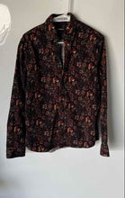 Load image into Gallery viewer, Express Mens Red Floral Print Long Sleeve Collared Button-Up Shirt Size Small
