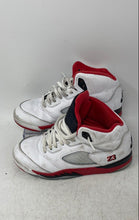 Load image into Gallery viewer, Nike Boys Air Jordan 5 HQ7979-101 White Red Leather Basketball Shoes Size 2.5Y
