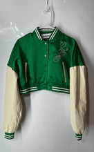 Load image into Gallery viewer, PrettyLittleThings Womens Green White Long Sleeve Cropped Bomber Jacket Size XS
