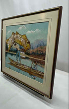 Load image into Gallery viewer, Man With Fishing Net On Boat By Rodolfo Framed Landscape Art Painting
