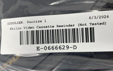 Load image into Gallery viewer, Philco 2-Way Auto Stop EJECT System Video Cassette Rewinder Not Tested
