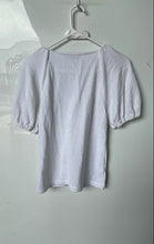 Load image into Gallery viewer, Loft Womens White Short Puff Sleeve Twisted V-Neck Pullover Blouse Top Size M
