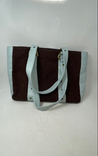 Load image into Gallery viewer, Frances &amp; Grace Womens Brown Light Blue Double Handle Shoulder Bag
