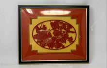 Load image into Gallery viewer, Red Yellow Floral Design Framed Home Decorative Chinese Cut Paper Art Print
