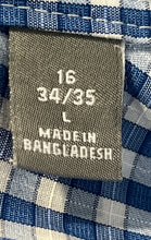 Load image into Gallery viewer, Michael Kors Mens Blue White Gingham Slim Fit Dress Shirt Size L 16 34/35
