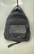 Load image into Gallery viewer, Fossil Unisex Black Leather Inner Pocket Adjustable Shoulder Strap Backpack
