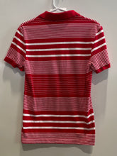 Load image into Gallery viewer, Lacoste Mens Red White Striped Cotton Short Sleeve Slim Fit Polo Shirt Size S
