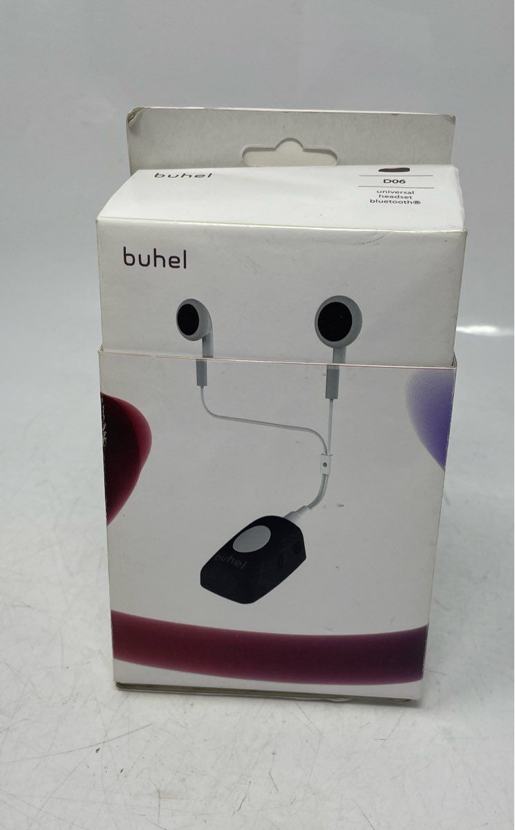 Buhel D06 Black White Wireless Bluetooth Headset Open Box Not Tested