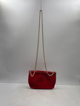 Load image into Gallery viewer, Jimmy Choo Parfums Womens Red Glitter Chain Strap Flap Over Lined Crossbody Bag
