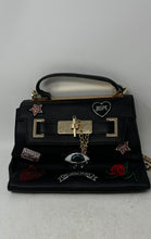 Load image into Gallery viewer, Aldo Womens Black Gold Faux Leather External Zip Single Top Handle Crossbody Bag
