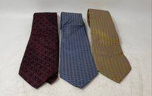 Load image into Gallery viewer, Set Of 3 Conti Mens Yellow Wine Red And Blue And Gray Printed Silk Pointed Ties
