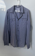 Load image into Gallery viewer, Calvin Klein Mens Gray Cotton Dual Pockets Collared Button-Up Shirt Size XL
