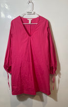 Load image into Gallery viewer, H&amp;M Womens Fuchsia Cotton V-Neck Long Sleeve Pullover Mini Dress Size Medium
