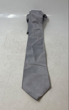 Load image into Gallery viewer, The Tie Bar Mens Silver Textured Wave Print Silk Keeper Loop Pointed Tie
