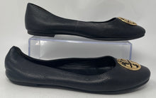 Load image into Gallery viewer, Authentic Tory Burch Womens Black Leather Slip-On Ballet Flats Size 8M Damaged
