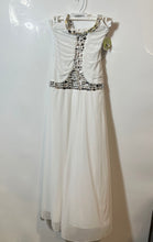 Load image into Gallery viewer, Royalty Womens White Rhinestone Sleeveless Long Evening Maxi Dress Sz 3/4 W/Tags
