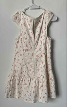 Load image into Gallery viewer, Free People Womens White Red Floral Cap Sleeve Peter Pan Collar Mini Dress Sz S
