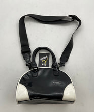 Load image into Gallery viewer, Art Class Womens Black White Patent Faux Leather Bowler Crossbody Handbag W/ Tag
