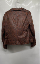 Load image into Gallery viewer, V Cristina Womens Brown Animal Print Pockets Cuffed Sleeve Blazer Jacket Size L
