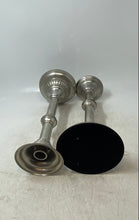 Load image into Gallery viewer, Set Of 2 Vintage Silver-Tone Flared Ribbed Rims Collectible Candlestick Holders
