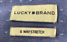 Load image into Gallery viewer, Lucky Brand Mens Blue Printed 4 Way Stretch Long Sleeve Dress Shirt Size XL
