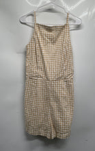 Load image into Gallery viewer, Abercrombie &amp; Fitch Womens Beige Gingham Linen Cotton One-Piece Romper Size M
