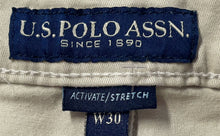 Load image into Gallery viewer, US Polo Assn. Mens Beige Flat Front Slash Pockets Stretch Chino Shorts Size W30
