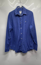 Load image into Gallery viewer, Lacoste Mens Blue Check Print Long Sleeve Classic Fit Dress Shirt Size 40
