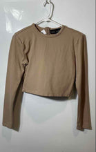 Load image into Gallery viewer, Forever 21 Womens Brown Long Sleeve Crew Neck Back-Zip Sweater Cropped Top Sz M
