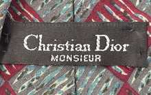 Load image into Gallery viewer, Christian Dior Mens Green Red Diamond Print Adjustable Formal Pointed Tie
