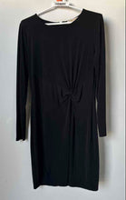 Load image into Gallery viewer, Michael Kors Womens Black Long Sleeve Round Neck Twist Front Sheath Dress Size M
