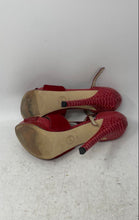 Load image into Gallery viewer, Michael Kors Womens Nada Red Snakeskin Leather Stiletto Platform Heels Size 8
