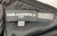 Load image into Gallery viewer, Karl Lagerfeld Paris Womens Black White Colorblock Lace Trim Sheath Dress Size 4
