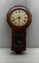 Load image into Gallery viewer, Vintage Verichron Brown Roman Numeral Quartz Chime Regulator Wall Clock Damage
