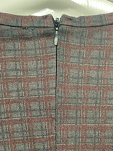 Load image into Gallery viewer, Zara Womens Burgundy Gray Plaid Print Long Sleeve Midi Bodycon Dress Size M
