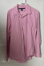 Load image into Gallery viewer, Tommy Hilfiger Mens Pink Striped Long Sleeve Custom Fit Button-Up Shirt Size L
