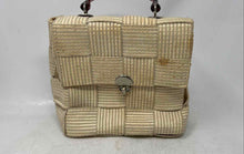 Load image into Gallery viewer, KMQ Womens Beige Woven Inner Pocket Turn Lock Flat Top Handle Handbag
