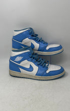Load image into Gallery viewer, Nike Mens Air Jordan 1 Mid 554724-106 White Blue Lace-Up Sneaker Shoes Size 12
