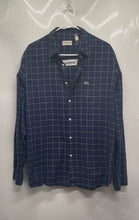 Load image into Gallery viewer, Lacoste Mens Blue White Cotton Regular Fit Long Sleeve Button-Up Shirt Size L
