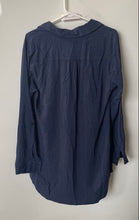 Load image into Gallery viewer, INC International Concepts Womens Blue Button Front Tunic Blouse Top Size M
