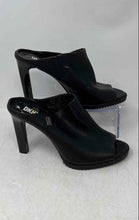 Load image into Gallery viewer, DKNY Womens Bessie Black Leather Peep Toe Stiletto Mule Heels Size 7.5M
