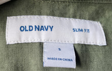 Load image into Gallery viewer, Old Navy Mens Green Linen Cotton Short Sleeve Slim Fit Button-Up Shirt Size S
