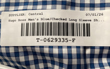 Load image into Gallery viewer, Hugo Boss Mens Blue Check Long Sleeve Sharp Fit Easy Iron Dress Shirt Size 17
