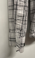 Load image into Gallery viewer, Express Mens Gray Plaid Print Long Sleeve Collared Button-Up Shirt Sz L 16-16.5
