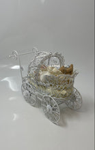 Load image into Gallery viewer, Vintage Miniature Pram White Victorian Style Metal Baby Buggy Doll Carriage
