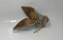 Load image into Gallery viewer, Aldo Womens Clear Gray Pointed Toe Block Heel Ankle Wrap Strappy Sandals Sz 7.5
