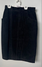 Load image into Gallery viewer, Unbranded Womens Black Suede Front Slit Midi Straight &amp; Pencil Skirt Size 14

