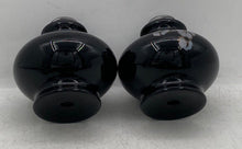 Load image into Gallery viewer, Set Of 2 Vintage Kaadan Ltd Black Floral Glass Hand Painted Oil Lamps

