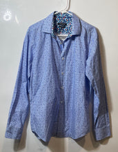 Load image into Gallery viewer, Bugatchi Mens Blue Printed Long Sleeve Collared Button-Up Shirt Size Medium
